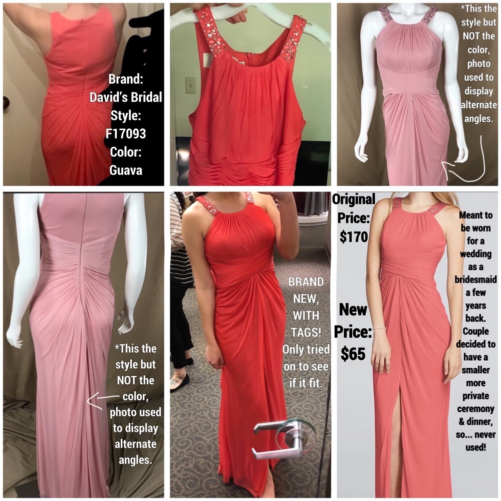 David’s Bridal Bridesmaid Dress NWT GUAVA F17093